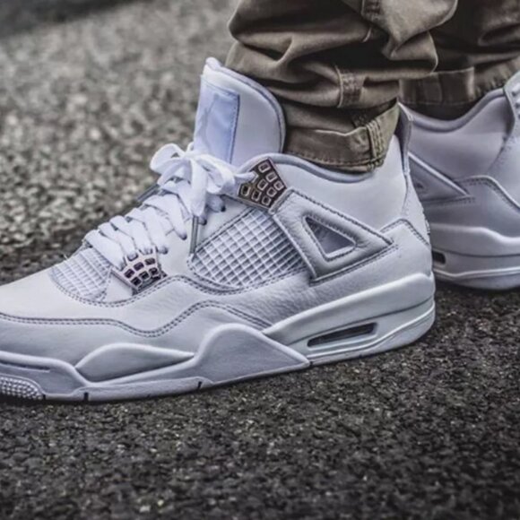 Air Jordan AJ4 Retro GS Pure Money White Silver